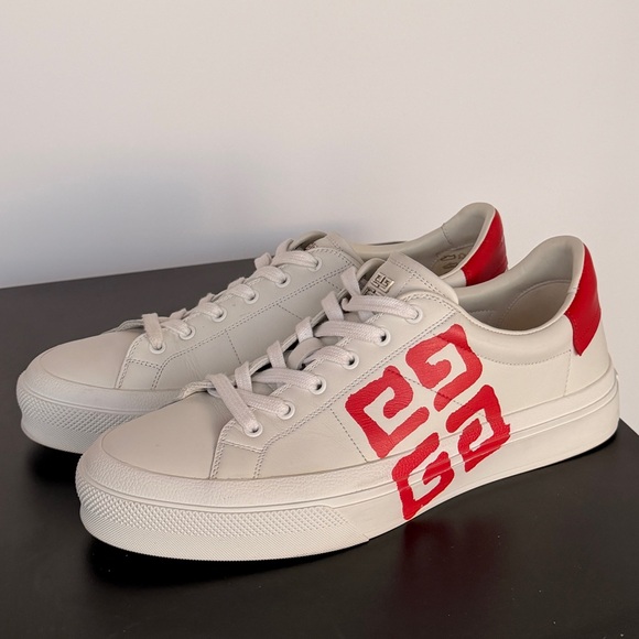 Givenchy Other - Givenchy Cream Leather Sneakers with Red Logo